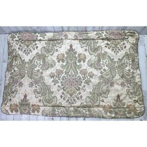 2 Croscill Windsor Damask Tuscan King Floral Pillow Shams Gold Green Rope Trim